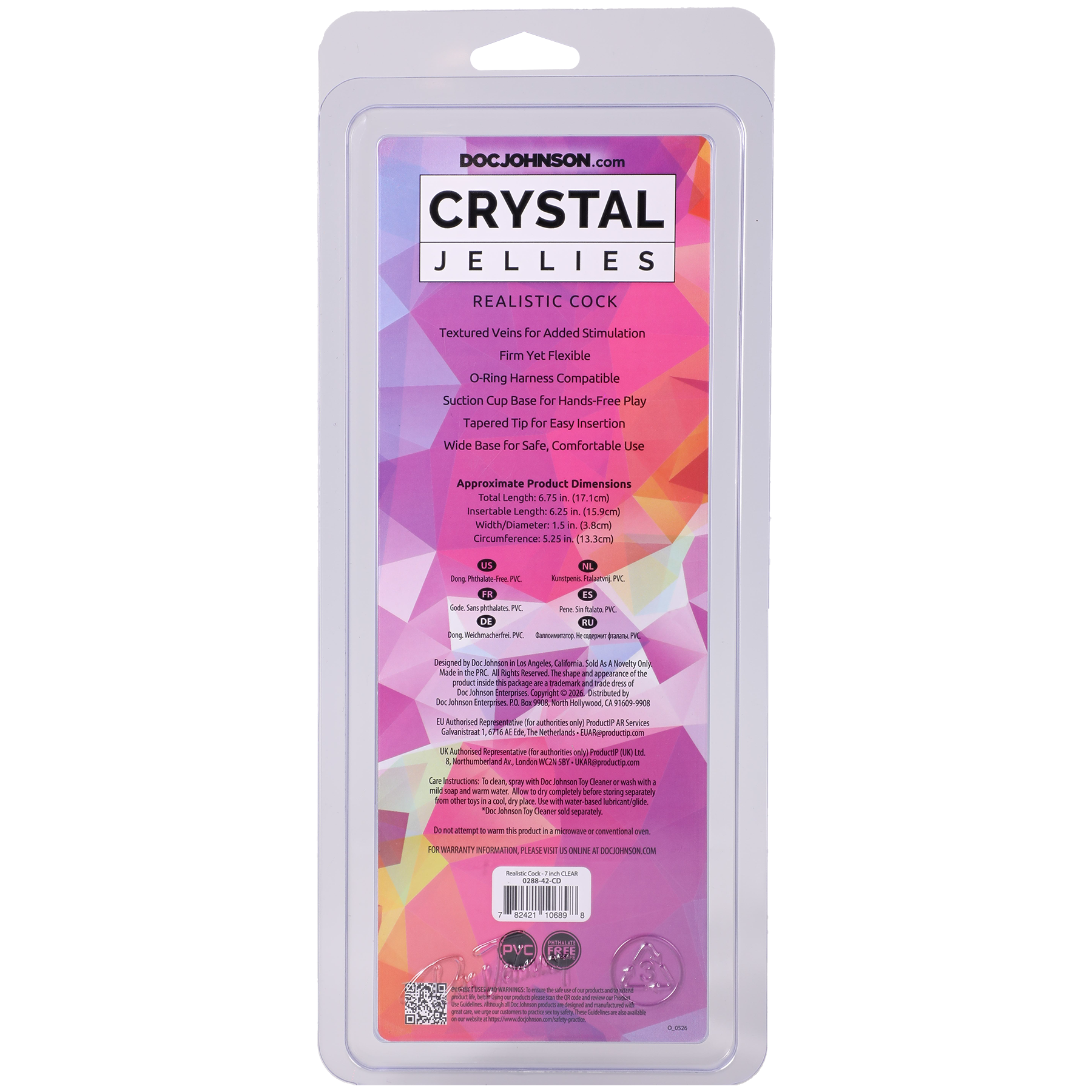 yxtsUHbN Crystal Jellies - Realistic Cock - 7 Inch Clear - Image 1