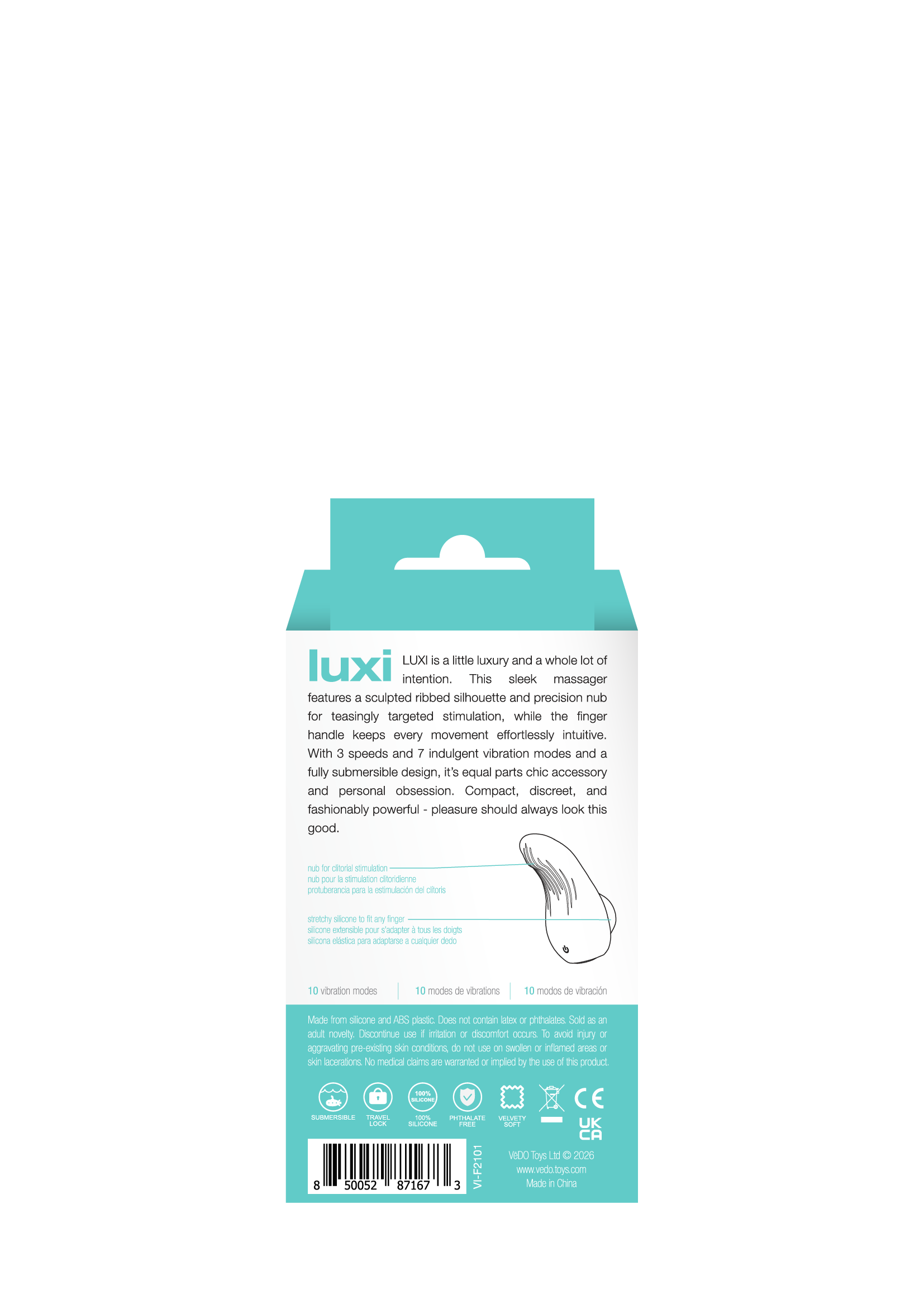 7dxbIzAs Luxi Rechargeable Clitoral Finger Vibe Turquoise - Image 1