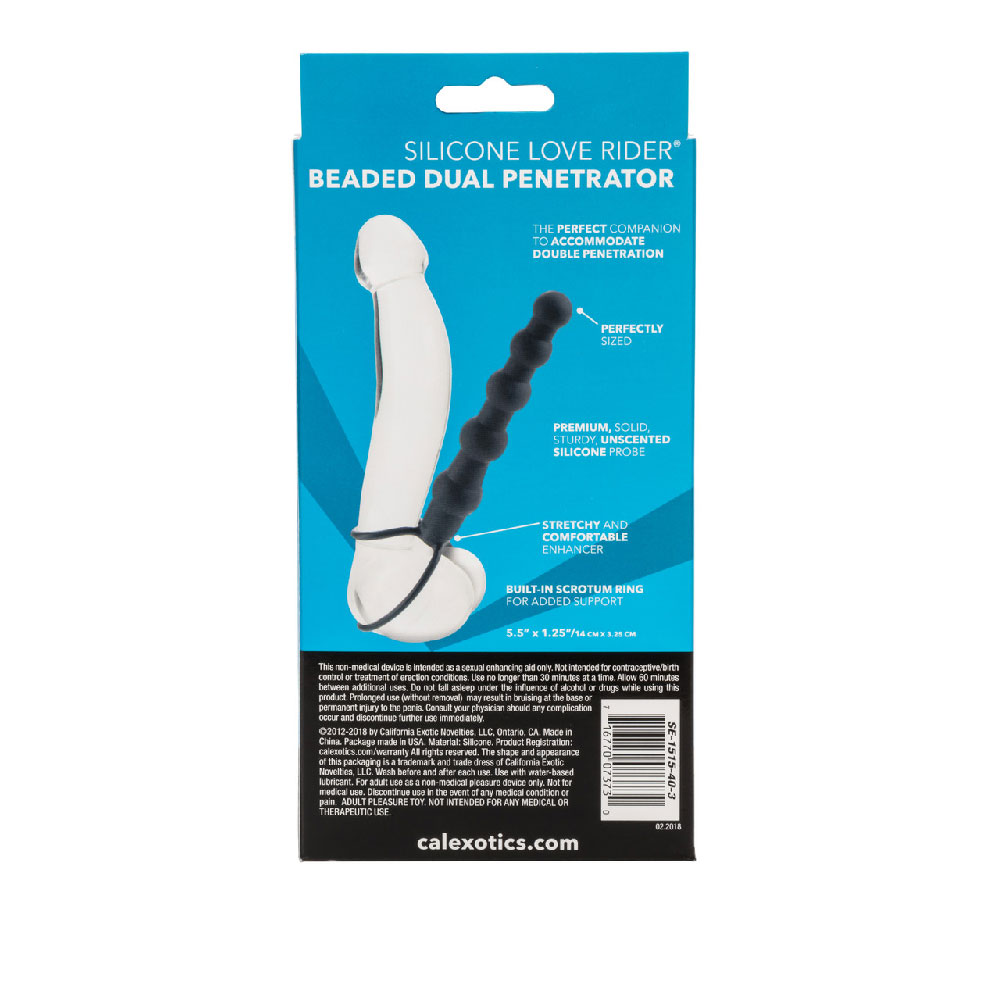 RbLjO5Xu Silicone Love Rider Beaded Dual Penetrator - Black - Image 1