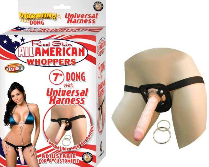 ToicDjI8 All American Whoppers 7-Inch Dong With Universal Harness Flesh - Image 1