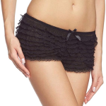 Lace Ruffle Tanga Shorts - One Size - Black