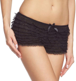 Lace Ruffle Tanga Shorts - One Size - Black