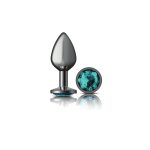 Teal Round Gem Gunmetal Metal Plug - Md - Image 3