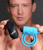 Bang - Silicone Cockring and Bullet With Remote Control - Blue - Image 3