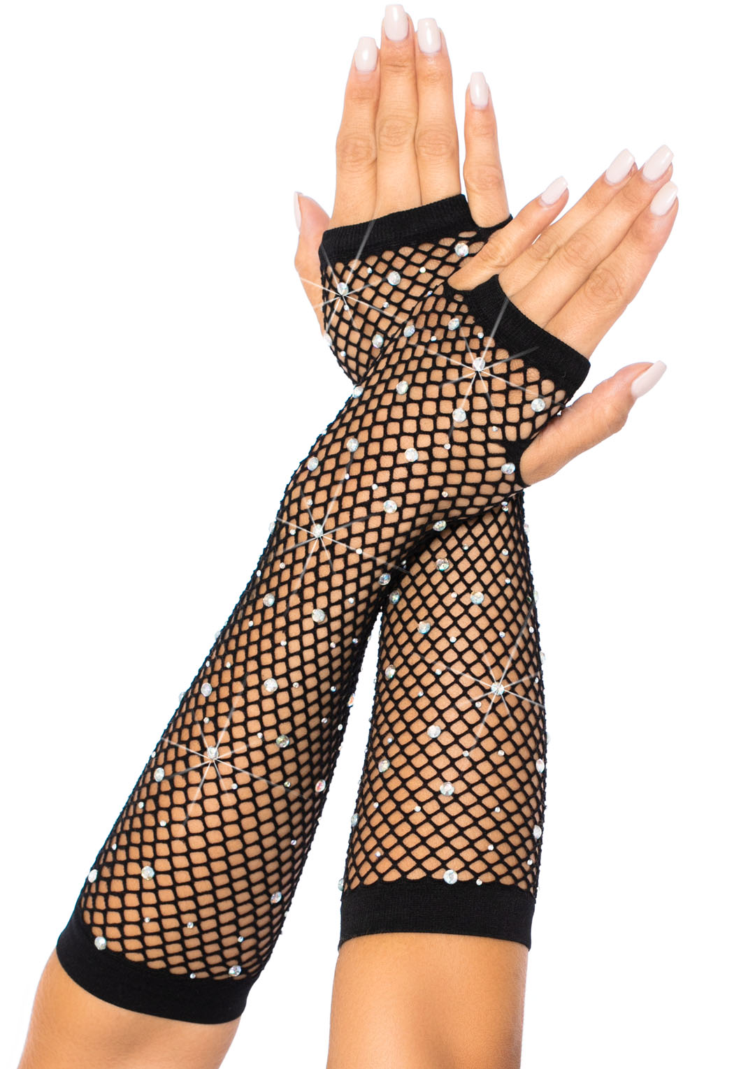 2AxDZVG9hpYDxOIobtUAzJnjDi8ftBkn Rhinestone Fishnet Arm Warmers Black - Image 1