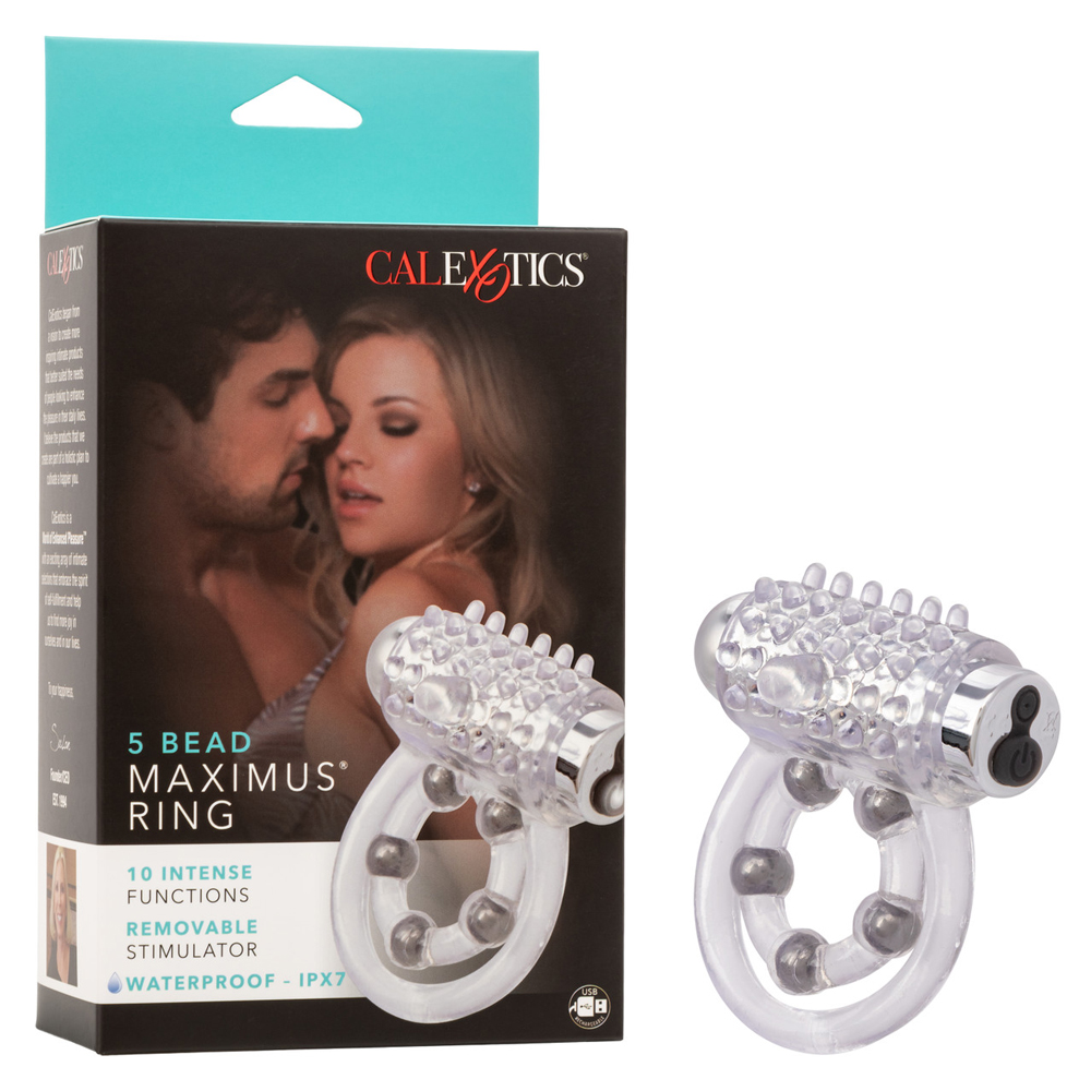 34PIsx48 Maximus Enhancement Ring 5 Stroker Beads Rechargeable Clear - Image 1