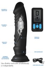 E-Stim and Vibrating Dildo With Remote - Black - Image 5