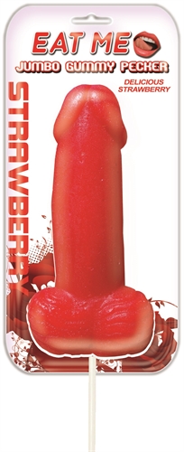 60ddde5c145f94db4d06cc786f08aa67 Eat Me Jumbo Gummy Pecker - Strawberry - Image 1