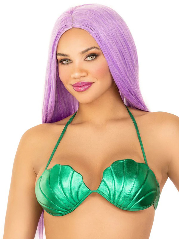 7P4Yx0z9 Mermaid Shell Bra Top - Large - Green - Image 1