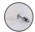 Foxy Tail - Light Up Faux Fur Butt Plug - White Plug - White - Image 2