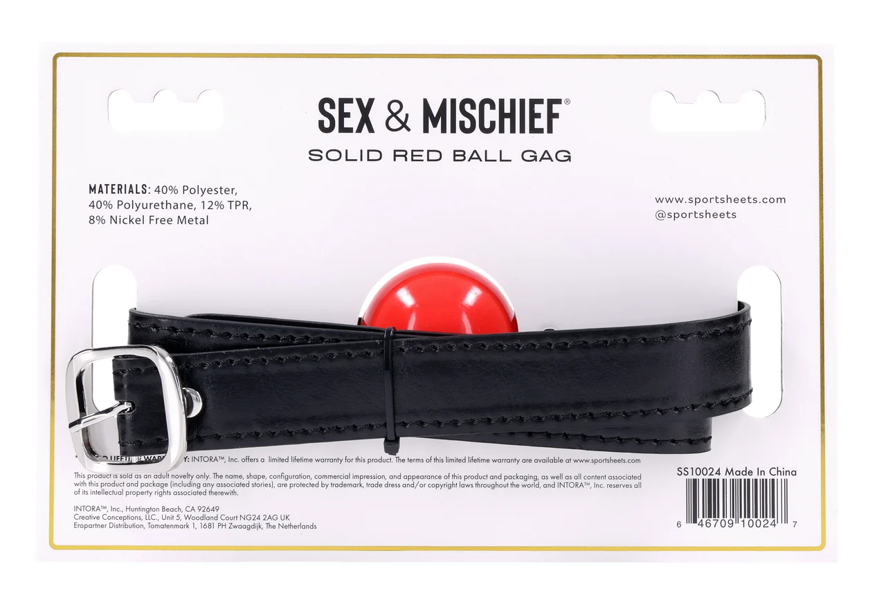 H12OuTNW Sex and Mischief Solid Ball Gag - Red - Image 1