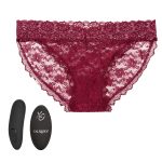 Remote Control Lace Panty Set - S/ M - Burgundy - Image 2