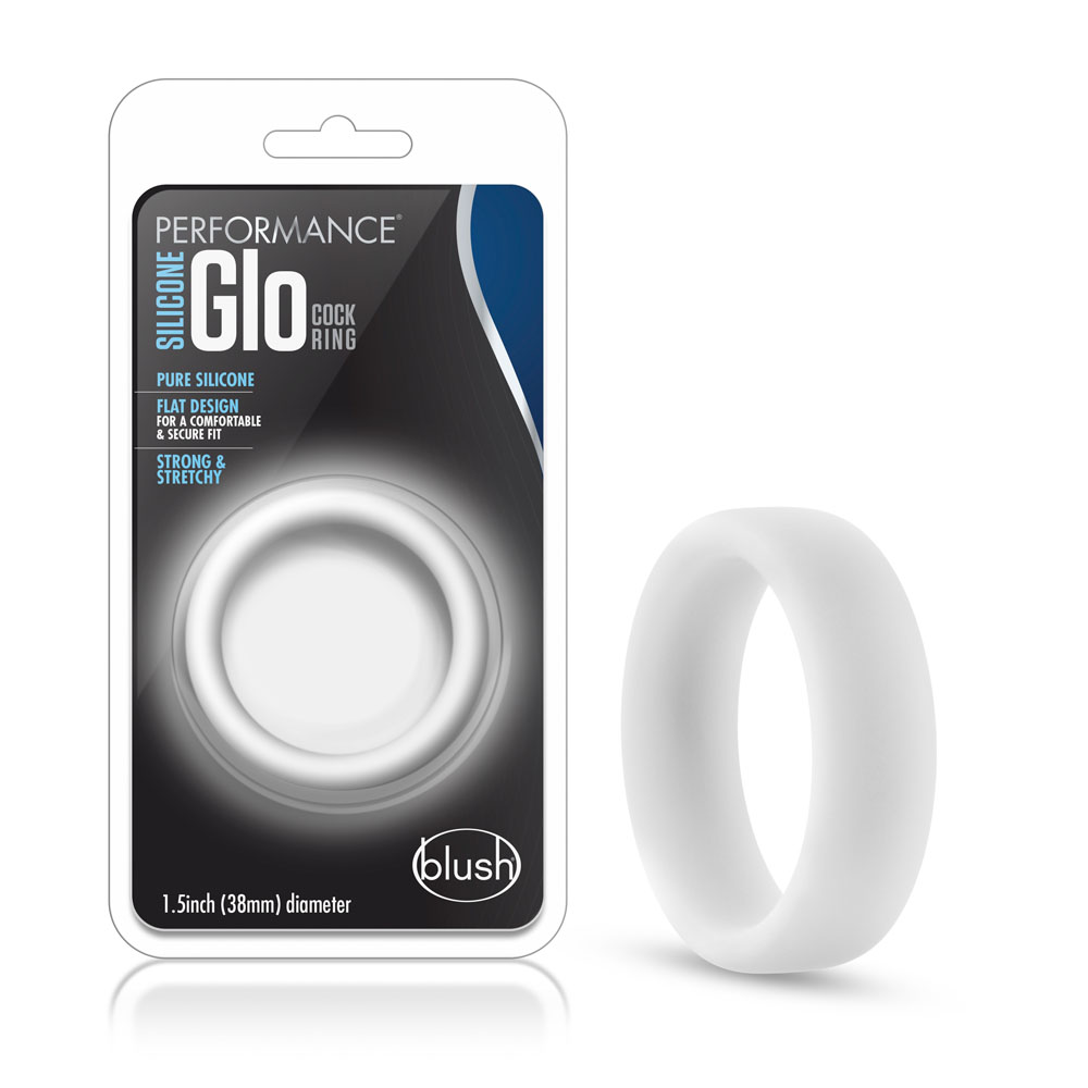 www.blushnovelties.com Performance - Silicone Glo Cock Ring - White Glow - Image 1