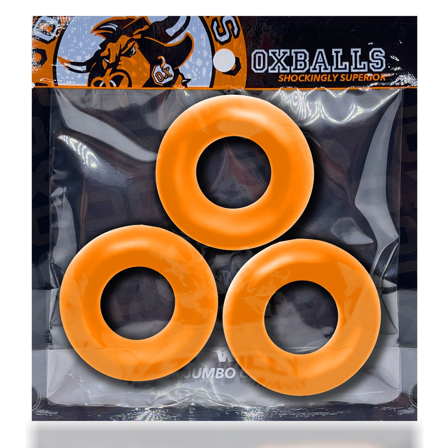 LVbtB0dU9xTEzO5gMUa2vzDiQ8tebdX9 Fat Willy 3-Pack Jumbo Cockring - Orange - Image 1