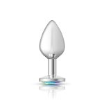 Clear Iridescent Round Gem Silver Metal Plug - Md - Image 6