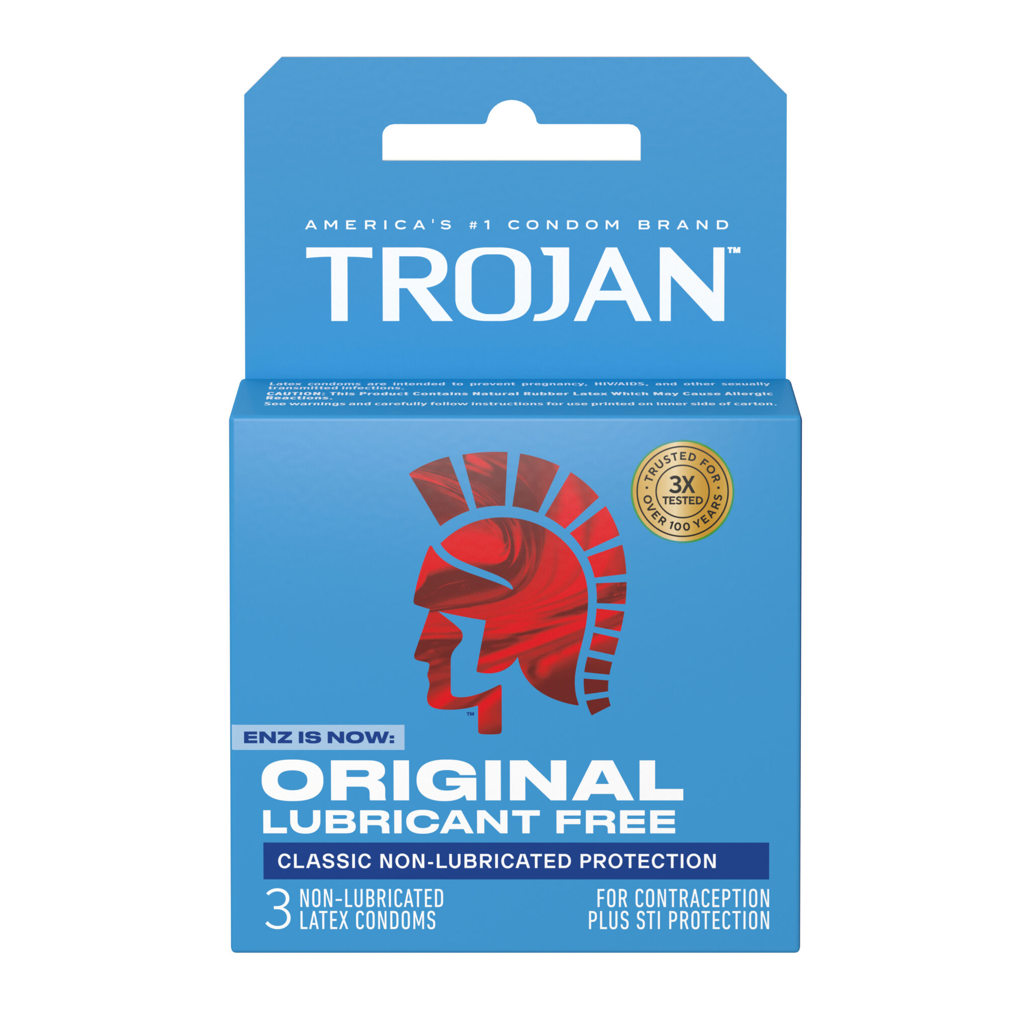 QqXUkn6f Trojan Enz Non-Lubricated Condoms - 3 Pack - Image 1