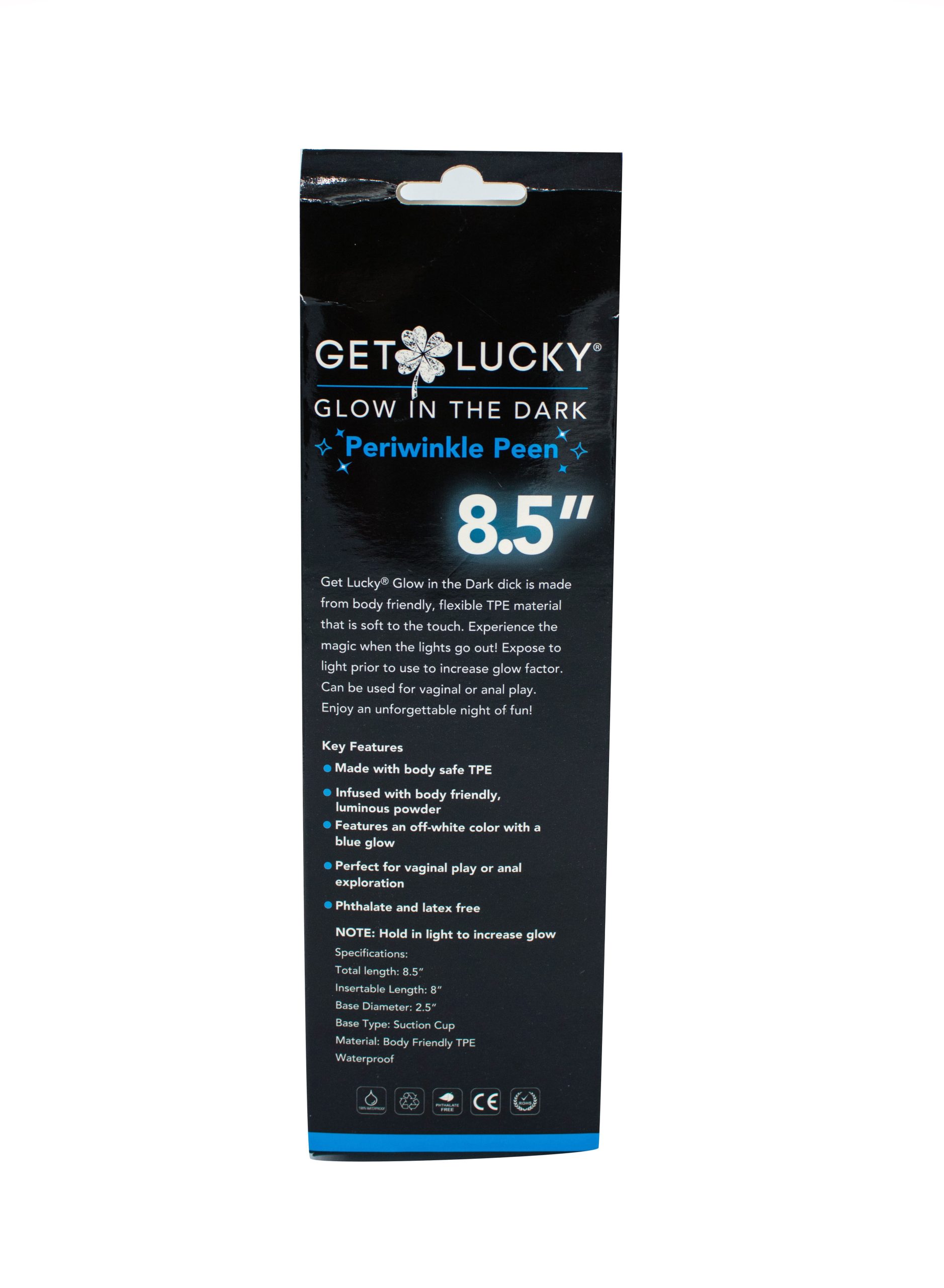 SJVjWHFwZxBnmJdlL7wtwfLAa06DqTX5 Get Lucky Glow-in-the-Dark Periwinkle Peen 8.5" Dildo - Image 1