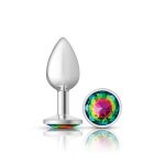 Rainbow Round Gem Silver Metal Plug - Sm - Image 2