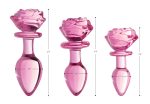 Pink Rose Glass Anal Plug - Small - Image 3
