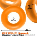Fat Willy 3-Pack Jumbo Cockring - Orange - Image 4