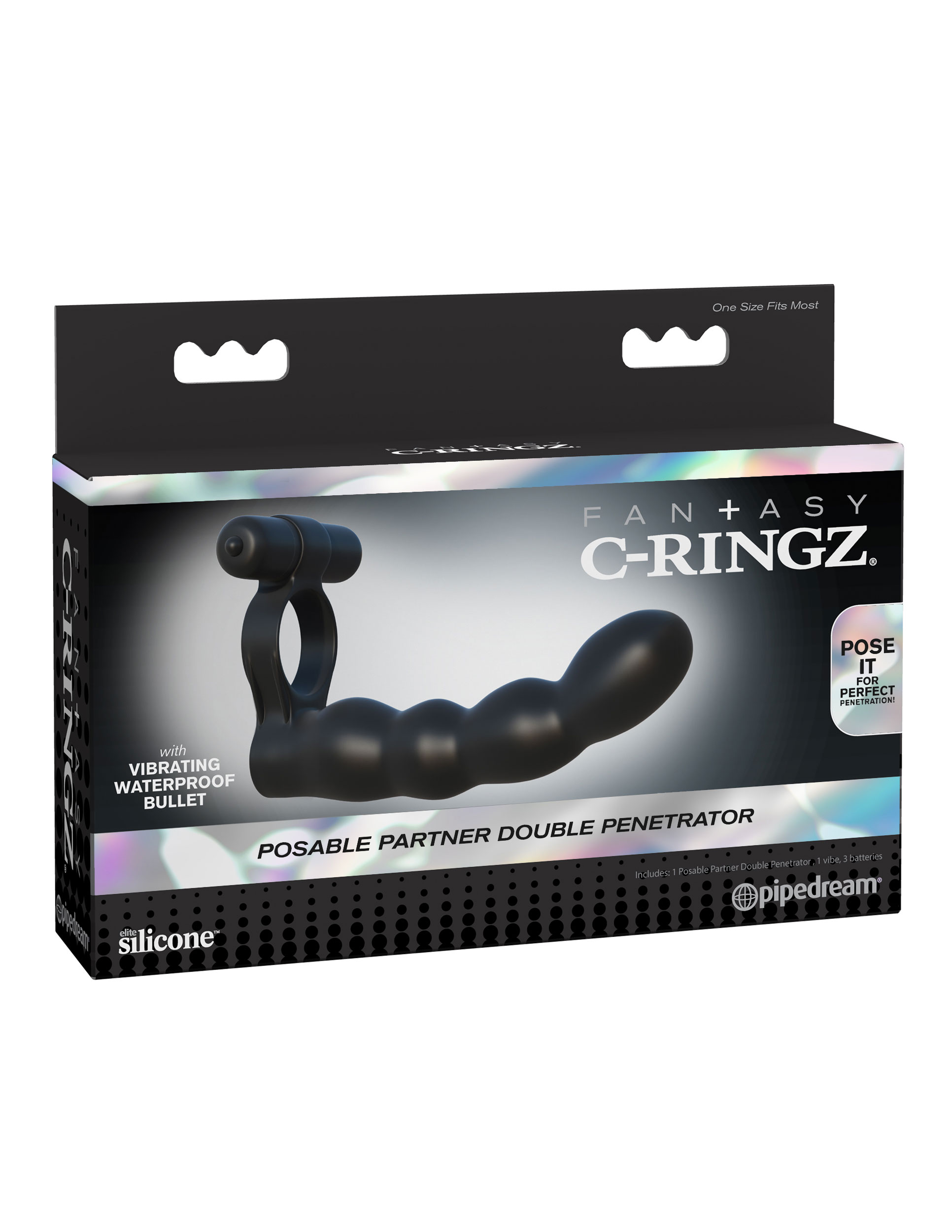 bcmxRq7Kp5jAhjNPLLtLXPE2OnSjcZGL Fantasy C-Ringz Posable Partner Double Penetrator - Black - Image 1
