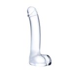 7 Inch Realistic Curved Glass G-Spot Dildo - Clear - Image 2