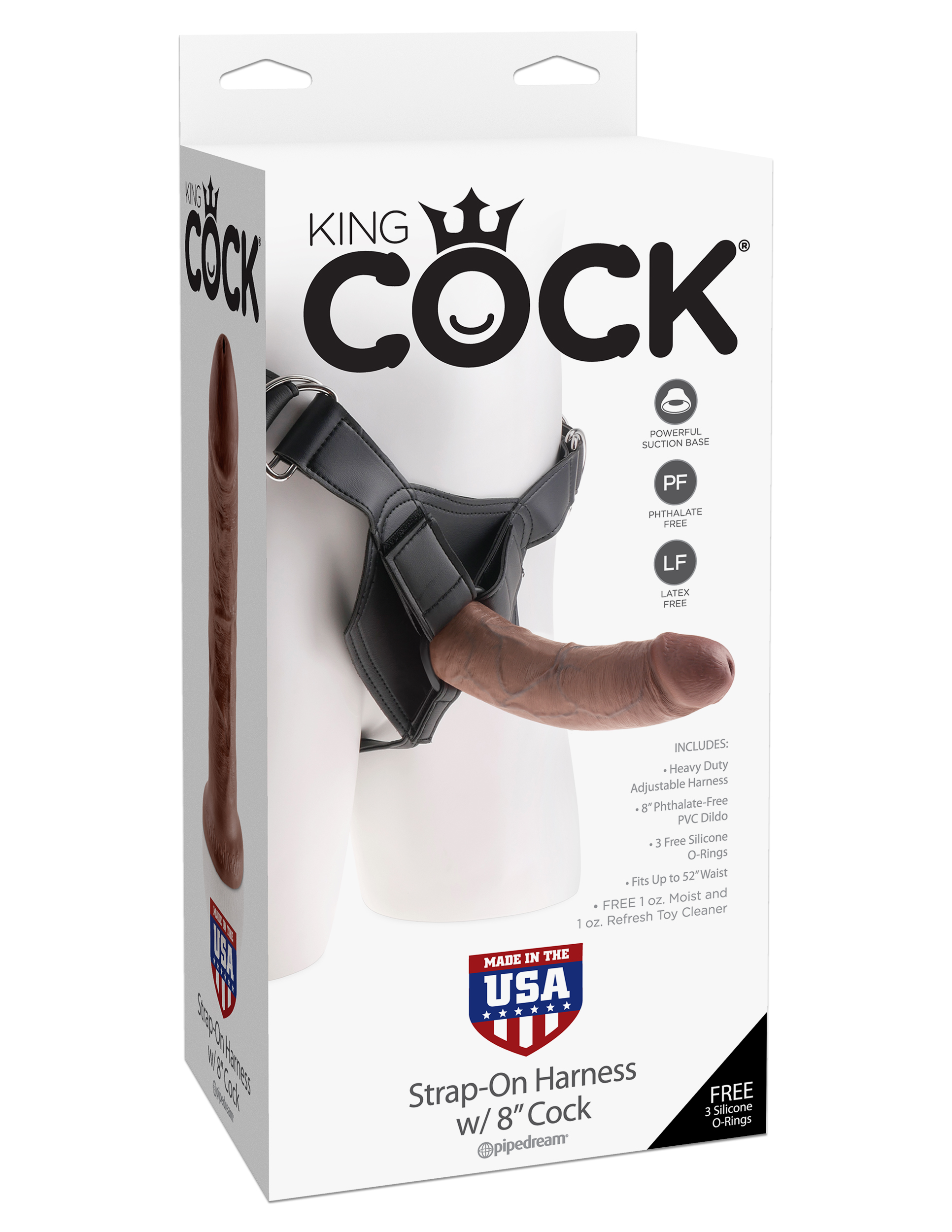 gU9k06UBMdS4ToDD6l1zaJkn7NwM29ZV King Cock Strap on Harness With 8 Inch Cock - Brown - Image 1
