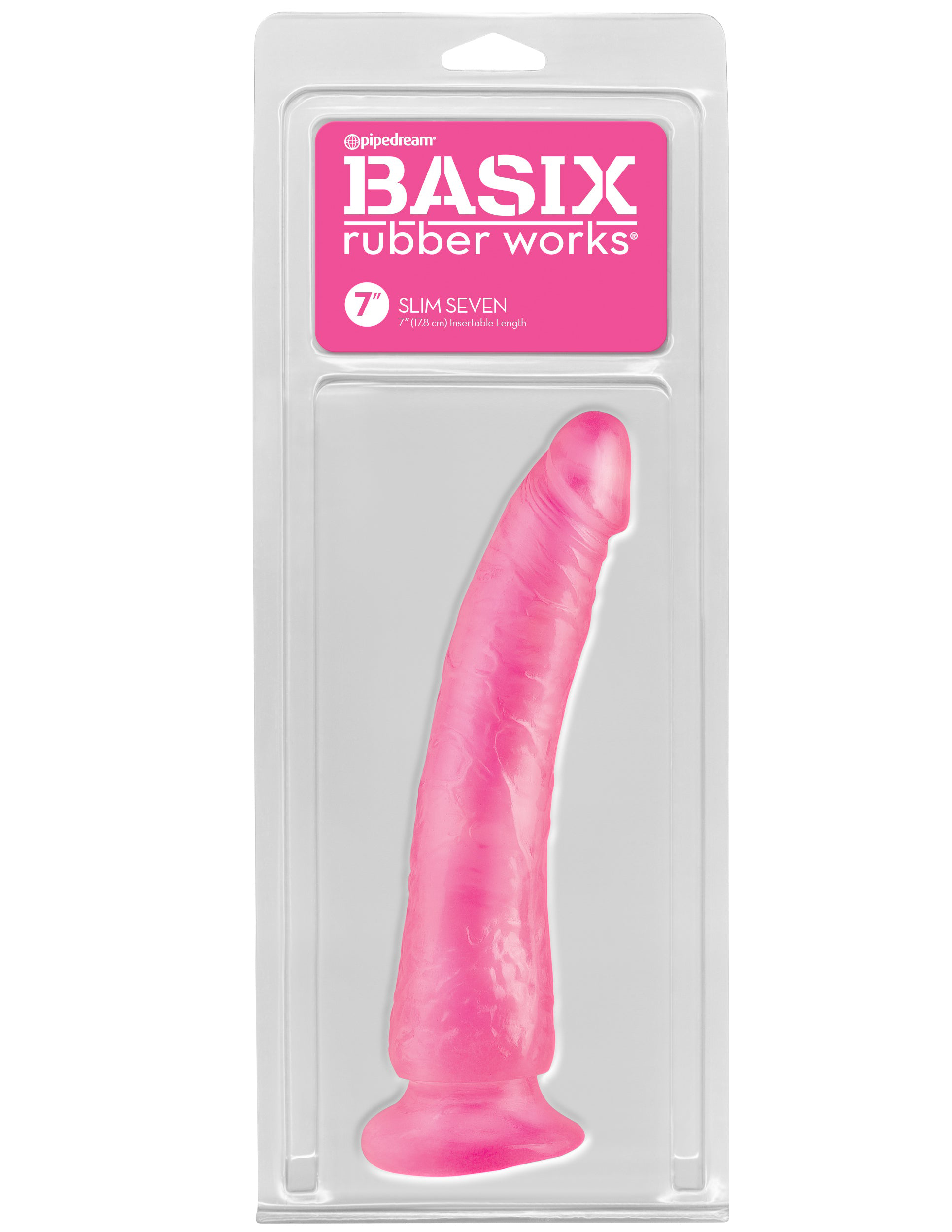 gkqpWxtxKkDuBgcqZHtsEue3IR5N5xrV Basix Rubber Works - Slim 7 Inch With Suction Cup - Pink - Image 1