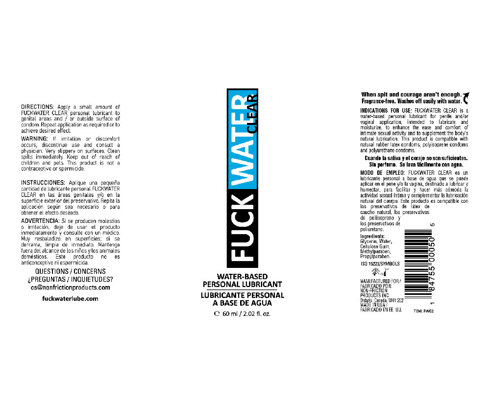jSza1cHt Fuck Water Clear 2oz Water Based Lubricant - Image 1