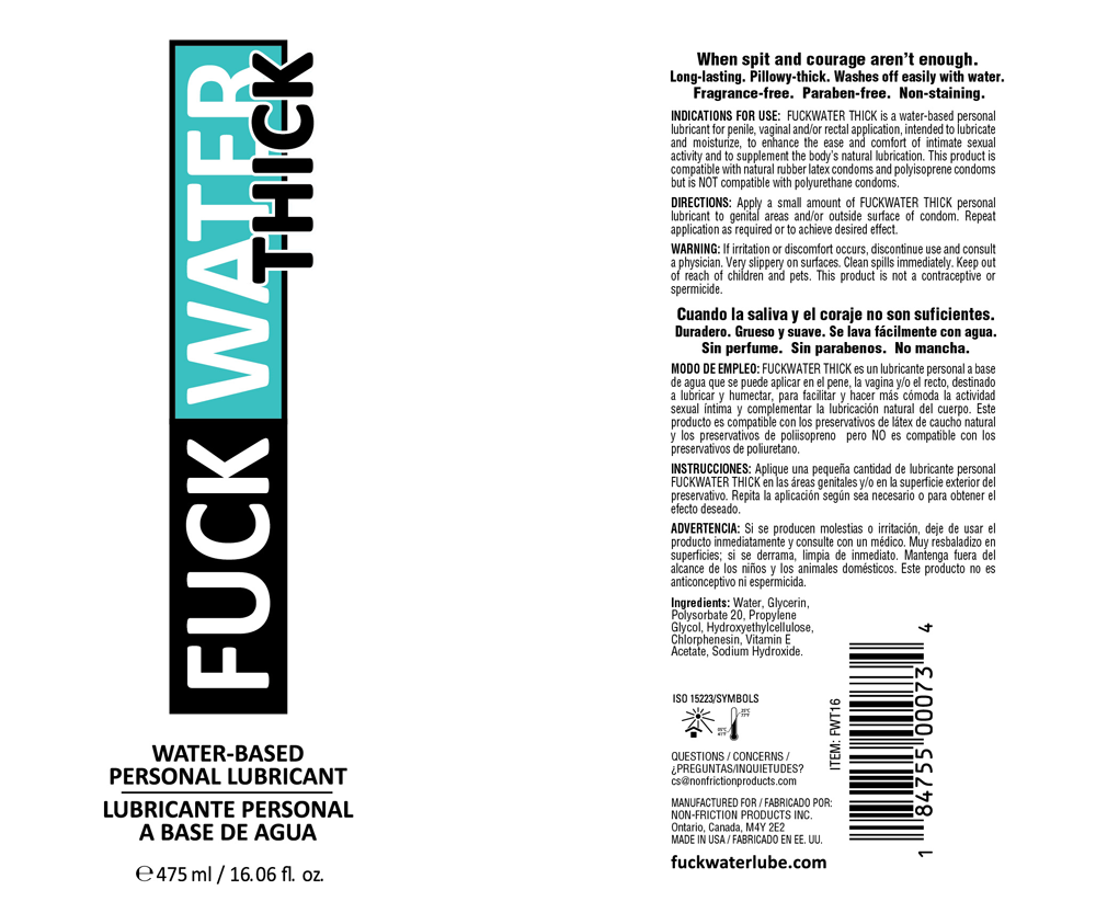 lzyXLC5D Fuck Water Thick 16oz Clear Water Based Lubricant - Image 1