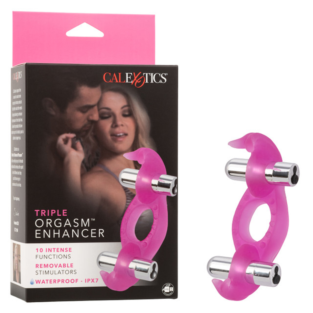 wdzhrGoE Silicone Triple Orgasm Erection Enhancer Pink Rechargeable - Image 1